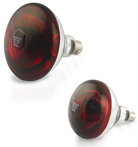 2 Stk 250 Watt E27 Rotlichtlampe Wärmelampe aus Hartglas 240 Volt - Infratrotlampe für Tiere - Küken, Kaninchen, Ferkel, Hundewelpen, Hühnerstall, Hasen (250)