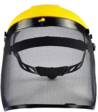 HoveeLuty Working Face Cover Polycarbonate Face Screen Head Mounted Mesh Visor Safety Shield for Chainsaw Trimmer(yellow)