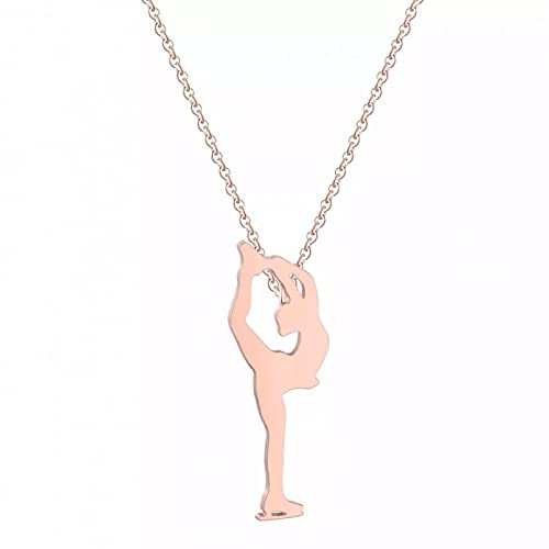 MZMZFFL@ Halskette mit Anhänger Eislaufen Sport Frauen Gold Boho Schmuck Eiskunstlauf Anhänger Mädchen Geburtstag Schmuck Gastgeschenke