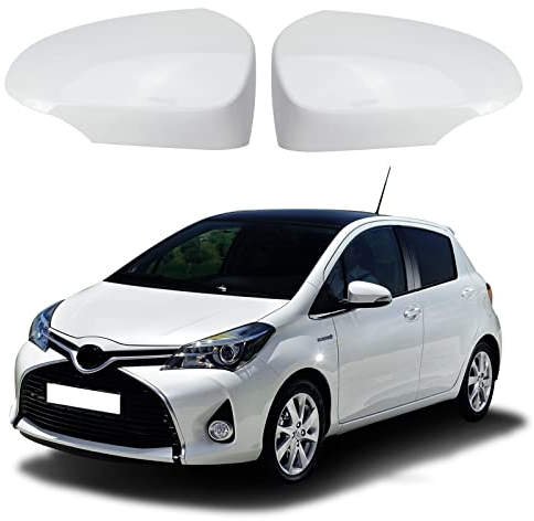Auto Spiegelkappen, 1 Paar Auto Tür Außenspiegelkappe Rückspiegelkappe Seitenspiegel Abdeckungen für Toyota Yaris 2012-2019 (Weiß)
