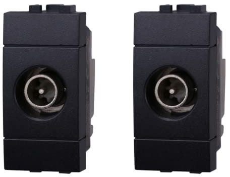 2 Pezzi Presa TV Passante Maschio, Compatibile Con Bticino Living Light (Nero)