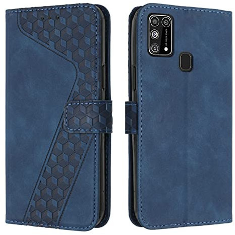 OKZone Kompatibel mit Samsung Galaxy M31S Hülle, Handyhülle Samsung M31S, PU Leder Tasche Wallet Schutzhülle Galaxy M31S, Flip Cover Klappbar Etui mit Magnet Kartenfach TPU Lederhülle (Blau)