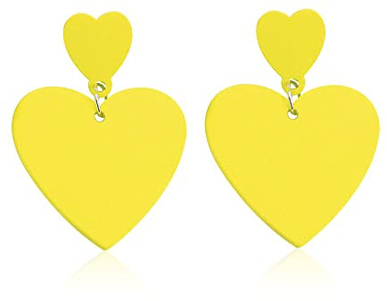 80er Jahre Damen-Ohrringe in Bonbonfarben, Retro-Herzform, geometrisch, baumelnde Neon-Ohrringe für Party, Kostüm, Accessoire, Schmuck, Geschenk, Acryl, Nr, Acryl