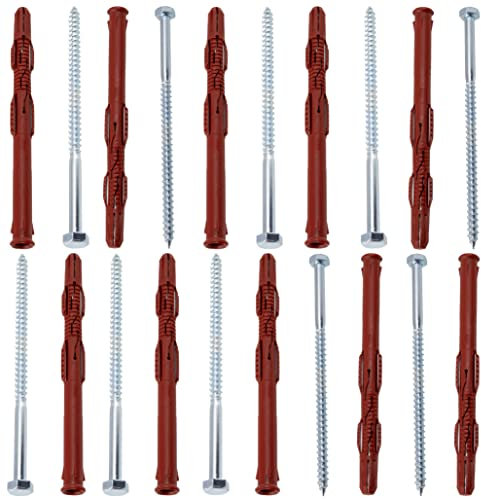AERZETIX - C65003 - Set di 10 tasselli 10x140mm per mattoni forati/cemento cellulare + 10 viti Ø7x140mm a testa esagonale - in nylon/metallo - fissaggio materiali cavi lavoro costruzione perforazione
