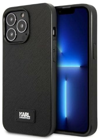 Karl Lagerfeld KLHCP13LSFMP2K Hülle für iPhone 13 Pro / 13 6,1 hardcase Schwarz Saffiano Plaque