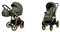 BabyLux Color Lux 2-in-1 Baby Kinderwagen Tief und Kinderwagen mit Zubehör Verstellbar und faltbar Aluminiumkonstruktion Wasserdichte Nicht abnehmbare Räder Olive Gold Frame