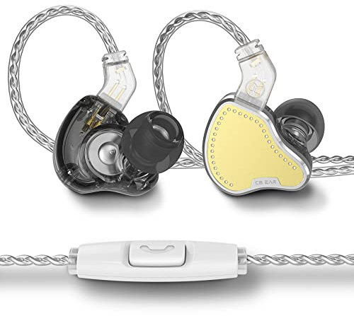 Yinyoo KBEAR KB2208 Kabelgebundene Kopfhörer, In-Ear-Kopfhörer, geräuschisolierend, verhedderungsfreies Kabel, kompatibel mit Tablet, Laptop, iPhone, iPad, Smartphones (Gold, mit Mikrofon)