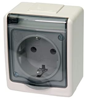 Aufputzsteckdose Rauchglas IP44 16A/250V Schuko Aufputz Feuchtraum Steckdose Weiß
