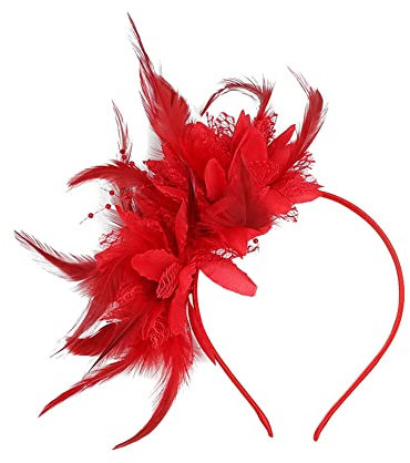 Feder Stirnband Karneval,Rot Feder Haarreif Haarband,20er Jahre Accessoires Kopfschmuck für Frauen,1920s Stil Fascinator Flapper Haarband Great Gatsby Kopfschmuck Damen Fasching Kostüm Accessoires