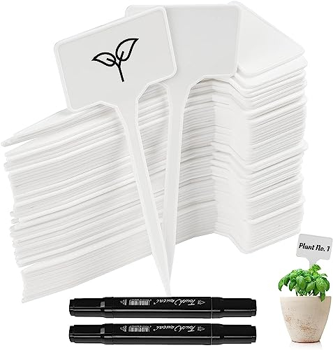 VMINOG 65 Pieces Plastik Pflanzenschilder 15 X 5.5 cm Gartenschilder Flower Pot Label mit 2 Stück Marker SchöNe Beschriften Wetterfest Beschriften Wiederverwendbares-Schilder Zum ZubehöR FüR AußEn