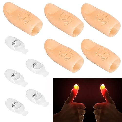 EKKONG Magisches Daumenlicht 5 Stück Daumenlichter Magie LED Fingerlampe Daumen Licht Rubber Thumb für Magie, Bar-Requisiten, Partyzubehör, Streichspielzeug