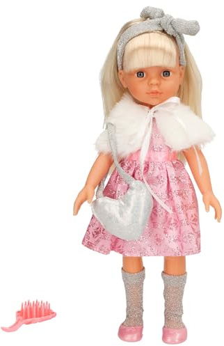 COLORBABY Mara-Puppe, 32 cm, Gelenk, Kamm inklusive, Tasche in Herzform, Stirnband mit Schleife, realistische Puppen, Spielzeug für Kinder 3 Jahre, Kinder, 47446