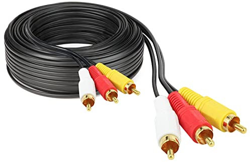 DR. WATCH Premium 3 RCA Phono Male Plug to 3 RCA Phono Male Plug Cable - 10 M (32.81 ft) Audio Video AV TV Cable Lead for Enhanced Audio and Video Experience
