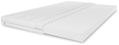 Matratzentopper TOP3, Matratzenauflage Größe: 90x200x3, Ink. Bezug, Matratzen Topper Frabe: Weiß, mittelhart: H3
