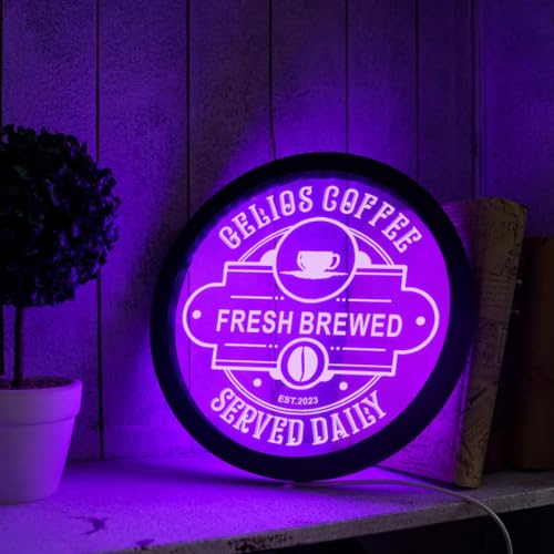 Neon Kaffeebar Schild Aus Holz Und Acryl, Dimmbar, USB Betrieben, 3 Größen, Rundes Neon Kaffee LED Leuchtschild Für Kaffeebar, Café, Kaffeestation, Küchendekoration
