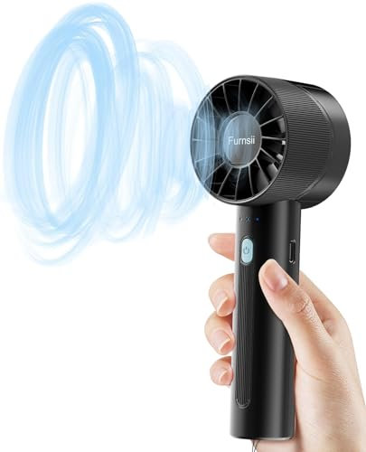 Furnsii Mini Ventilador Súper Potente, Turbo Ventilador Portátil Bateria USB Recargable 16 Horas Usando 4 Velocidades, Pequeño Ventilador de Mano Portable Fan para Oficina Viajar (Negro)