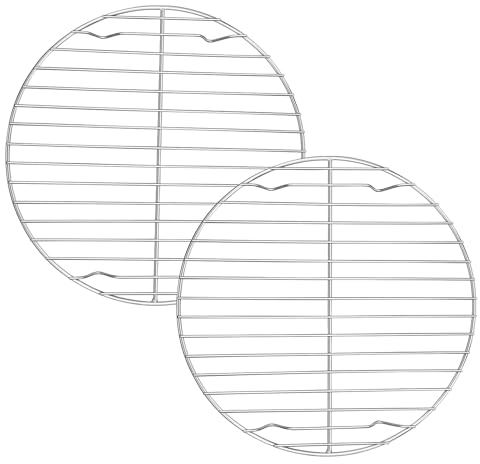 Onader Rund Abkühlgitter 2er Set, Edelstahl Kuchengitter Backgitter Set, Auskühlgitter zum Kühlen Backen Dämpfen, Gesund & Langlebig, Spülmaschinenfest - 23cm