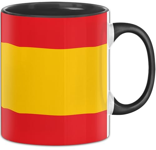 Spanien Flagge Tasse Geschenk Fußball-Fans Europa 3D Alloverprint (Schwarz)