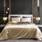 Luowei Parure de Lit Satin 220x240cm Adulte Dorée Gris Parure Lit 2 Personnes Brillant Doux Soie Unie Linge de Lit avec Fermeture éclair et Taies d'oreiller 65x65cm