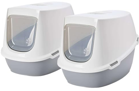 2er Sparpack XXL Katzentoilette Katzenklo Robin Jumbo Weiss-grau speziell für große Katzenrassen