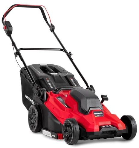 GREENCUT GLM200L-2 - Cortacésped a Batería de Litio 40V (2 x 20V), Corte 430mm, 3100 RPM, 6 Alturas Ajustables, Cargador Incluido