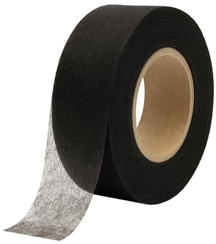 JPstraps 30 m x 25 mm extra starkes Fliselin-Klebeband (Doppel-PA-Klebe) für Säume, Kleidung, Vorhänge, Hosen, Jeans (kein Nähen erforderlich), Schwarz