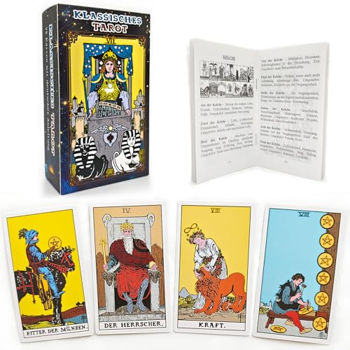 Pelucton Klassisches Tarotkarten mit Buch für Anfänger Deutsch