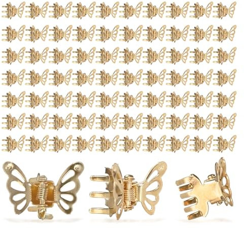 UILYNIU 100 Mini Pinces à Cheveux Papillons Mini Pinces à Griffes, Accessoire Cheveux Fille, Petits Clips Antidérapantes, Pince Papillon Cheveux, pour Bébé Filles Enfants et Femmes