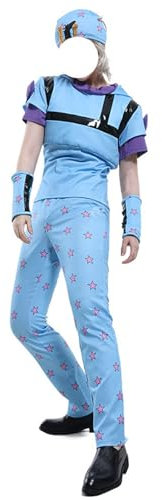 lovtuwr Cosplay Kostüm Jojos Bizarre Adventure Cosplay Anime Uniform Joe Kid Kostüm Komplettset Für Halloween Karneval Festival(Size:XXXL,Color:Blau)