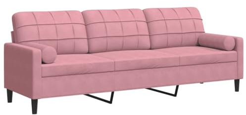 vidaXL Divano a 3 Posti con Cuscini Rosa 210 cm in Velluto, Divano, sofà, Divano Imbottito, divanetto, Poltrona, Divano Lounge, Divano da Soggiorno