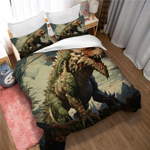 Ste-X Bettbezug-Set Monster Hunter – Premium 1600 Ultra-Soft T – Leicht – Kühlender Bettbezug – Bettwäsche Mit 2 Kissenbezügen (135x200cm,MH 04)