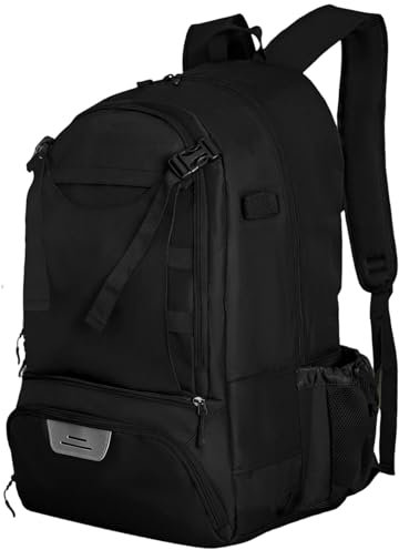 Lacrosse-Rucksack-Lacrosse-Tasche für Jungen großer Lacrosse-Rucksack mit verstellbarem Gurtfeldhockeytasche mit Stickhalter und externer Helmhalter für Jungen Erwachsene, Helm-Rucksack 36-55L Schw