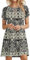 PLOKNRD Summer Dresses for Women UK Elegant Petal Short Sleeve T-Shirt Dress Crew Neck Casual Loose Swing Holiday Beach Dress with Pockets(Boho Black Flowers,L)