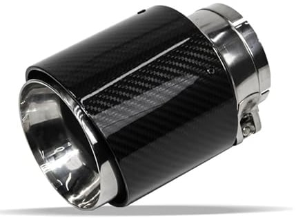 Tubo de Escape de Coche Krtopo 2,5/63mm, Silenciador de Entrada y Salida Tubo Final de Garganta de Cola Acero Inoxidable de Fibra de Carbono