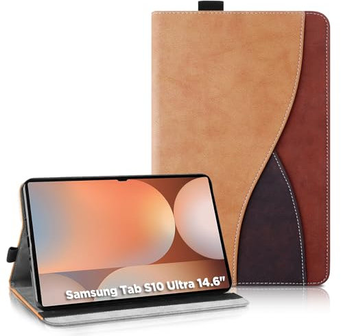 AsWant Funda Carcasa per Samsung Galaxy Tab S10 Ultra/S9 Ultra/S8 Ultra 14,6 Pulgadas - Estuche Inteligente Ultra Slim PU Protectora Galaxy Tab S10 Ultra (Marrón)