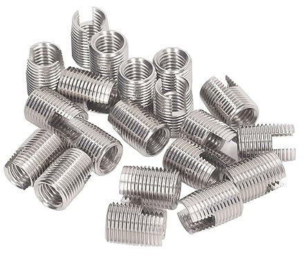 Baxnore 20-teiliges Gewindeeinsatz, Gewindereparatureinsatz aus Edelstahl, geschlitzter selbstschneidender Gewindeeinsatz, selbstschneidende Mutter für den Automobilhaushalt