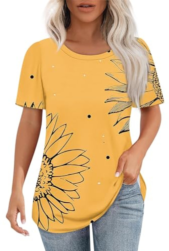 MOKBAY Blusa Elegante Donna Rossa Estivi Maglietta Eleganti Camicia Nera Offerte AA Tempo Lampo Oggi Maglietta Fucsia Sportiva Scollo a V Maniche Corte T Shirt Bianca Donna XXL