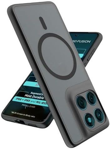 JNERBUYI Coque Antichoc pour Motorola Edge 60 Pro/Moto Edge 60PRO, Étui Magnétique, Support de Voiture et Chargement sans Fil, Housse Mat Anti-Empreintes Digitales.