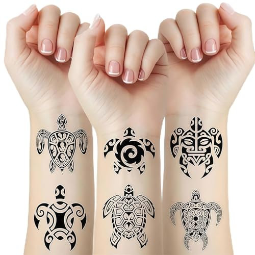 AstraGlam 8 Pièces de Tatouages Temporaires Noir Tribal Maori Animaux marins Tatouages Temporaires Imperméables Autocollants Corporels Hommes Femmes Décorations de Fête Tatouage Factice