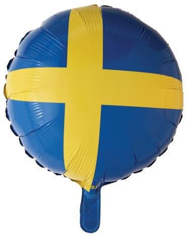 Party Austria Folienballon Flaggen Länder rund 45cm Deutschland, Österreich, Türkei, USA, United Kingdom, Italien, Spanien Luftballon heliumgeeignet (Schweden)