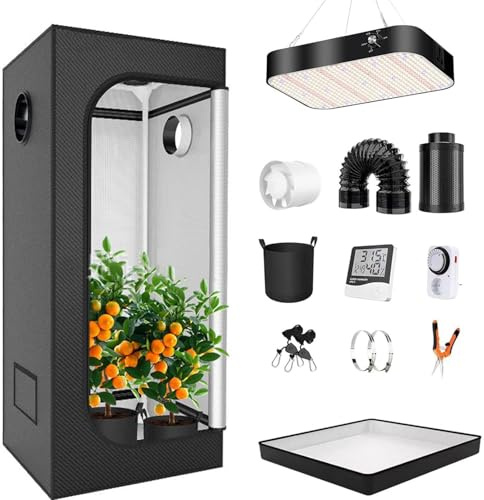 Komplettsystem Für Indoor-zuchtzelte Mit Led-zuchtlampe – Vollspektrum-hydroponikzelt, Automatischer Timer Und Feuchtigkeitsmonitor, Indoor-kräutergarten-set, Für Pflanzen, Gemüse, Küche 40*40*120cm