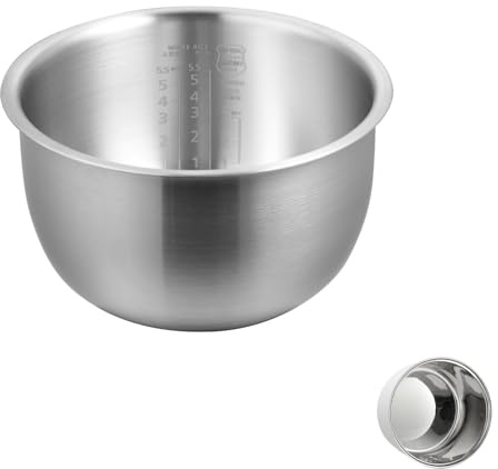 Casserole intérieure en acier inoxydable 316 compatible avec le cuiseur à riz Zojirushi NP-HBC10, bol intérieur de rechange de 3 L, 5,5 tasses, construction monobloc épaisse pour un chauffage uniforme