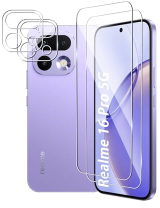 Afikyutu Protector de Pantalla para Realme 16 Pro 5G, 2 Piezas Cristal Templado + 2 Protector de Lente Cámara, Anti-Arañazos, Fácil de Instalar, 9H Dureza Vidrio Templado