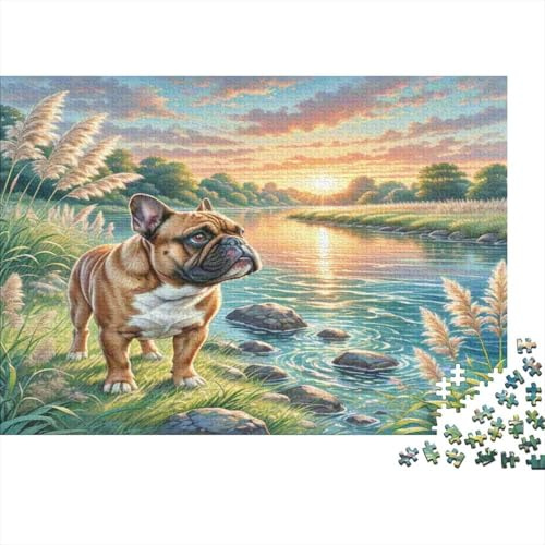 Spielzeugbulldogge 1000-Teile Puzzle, Recycelter Karton, Bunter Boxer, Einzigartig, Knobelspaß für Erwachsene ab 14 Jahren, 38x26cm/1000 Teile