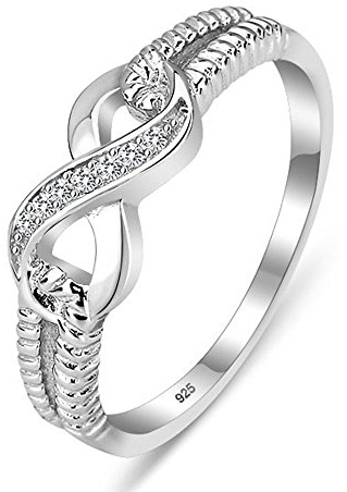 925 Sterling Silber Zirkonia Infinity Unendlichkeit Damen-Ring diamante schmuck größe 51 (16.2)