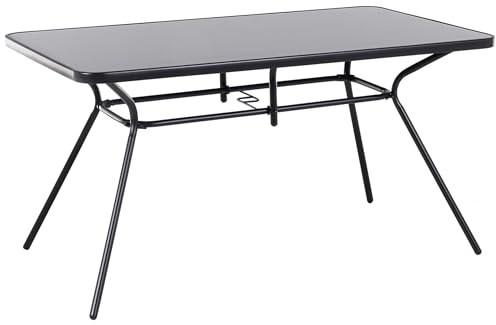 Beliani Gartentisch Stahl schwarz Platte aus Sicherheitsglas rechteckig 140 x 80 cm Livo
