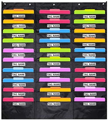 Ignpion 30 poches à suspendre Organiseur de fichiers sur porte Tableau de poche de rangement en cascade mural Organiseur à suspendre littérature Magazine pour papier avec 5 crochets pour Home Office