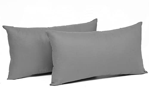 Laneetal 2 Set Kissenbezug 30x50cm Dunkelgrau - 100% Baumwolle Kissenhülle mit Reißverschluss, Weicher Kissenbezüge Doppelpack Sofakissenbezug (Ohne Füllung)