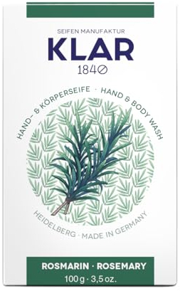 Klar Seifen Rosmarinseife 100g, Cosmos zertifiziert, palmölfrei, mit würzigem Duft, geeignet für normale Haut, Seife 10986