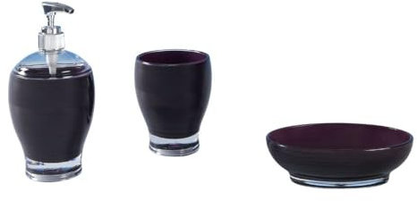 SANWOOD Bad-Accessoires-Set 3-teilig Leonie lila WC-Seifenspender Mundspülbecher Seifenschale